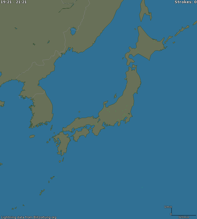 Mapa blesků Japan 22.07.2021 22:50:09