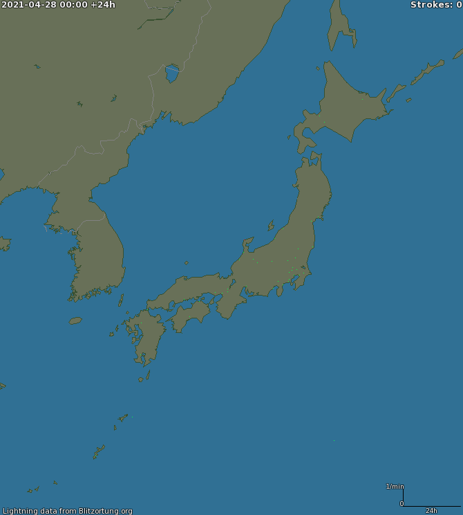 Карта блискавок Japan 28.04.2021
