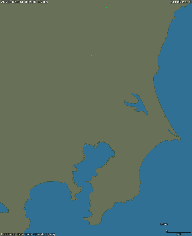 Mappa dei fulmini Kanto region 04.05.2021